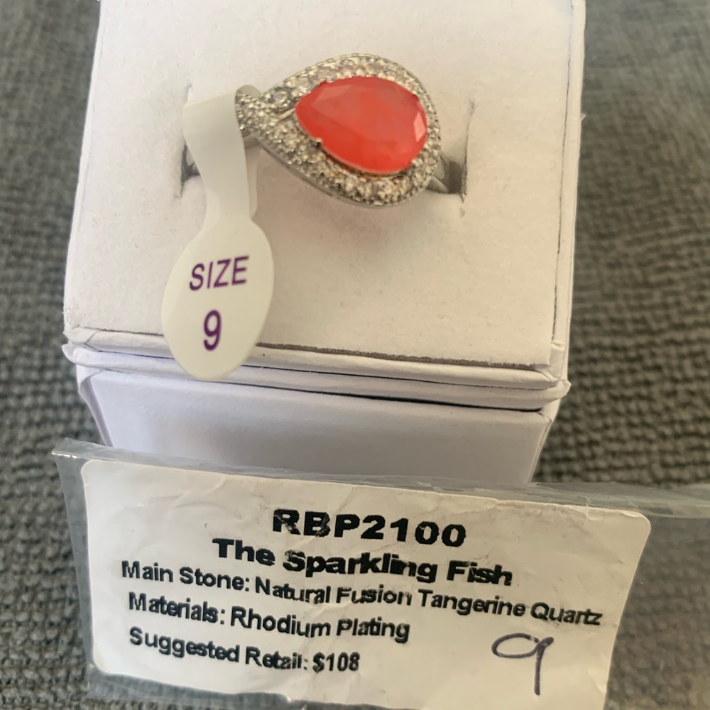 Bomb Party Natural Fusion Tangerine Quartz on rhodium